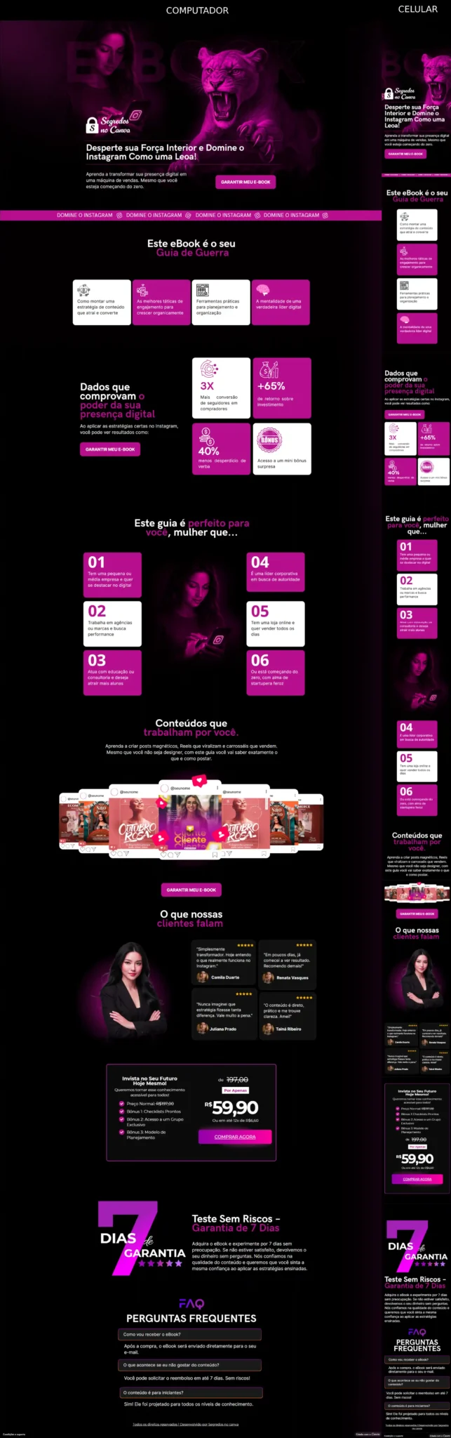 Landing page - ebook de redes sociais